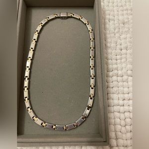 Tiffany & Co Sterling 18K Hold H Bar Link Collar Necklace 17”